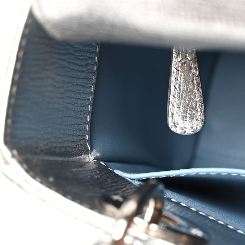 Christian Dior Metallic Grained Calfskin Cannage Small Lucky Badges My Lady Dior Silver