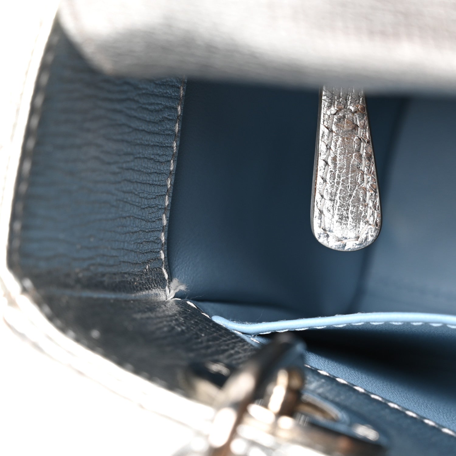 Christian Dior Metallic Grained Calfskin Cannage Small Lucky Badges My Lady Dior Silver