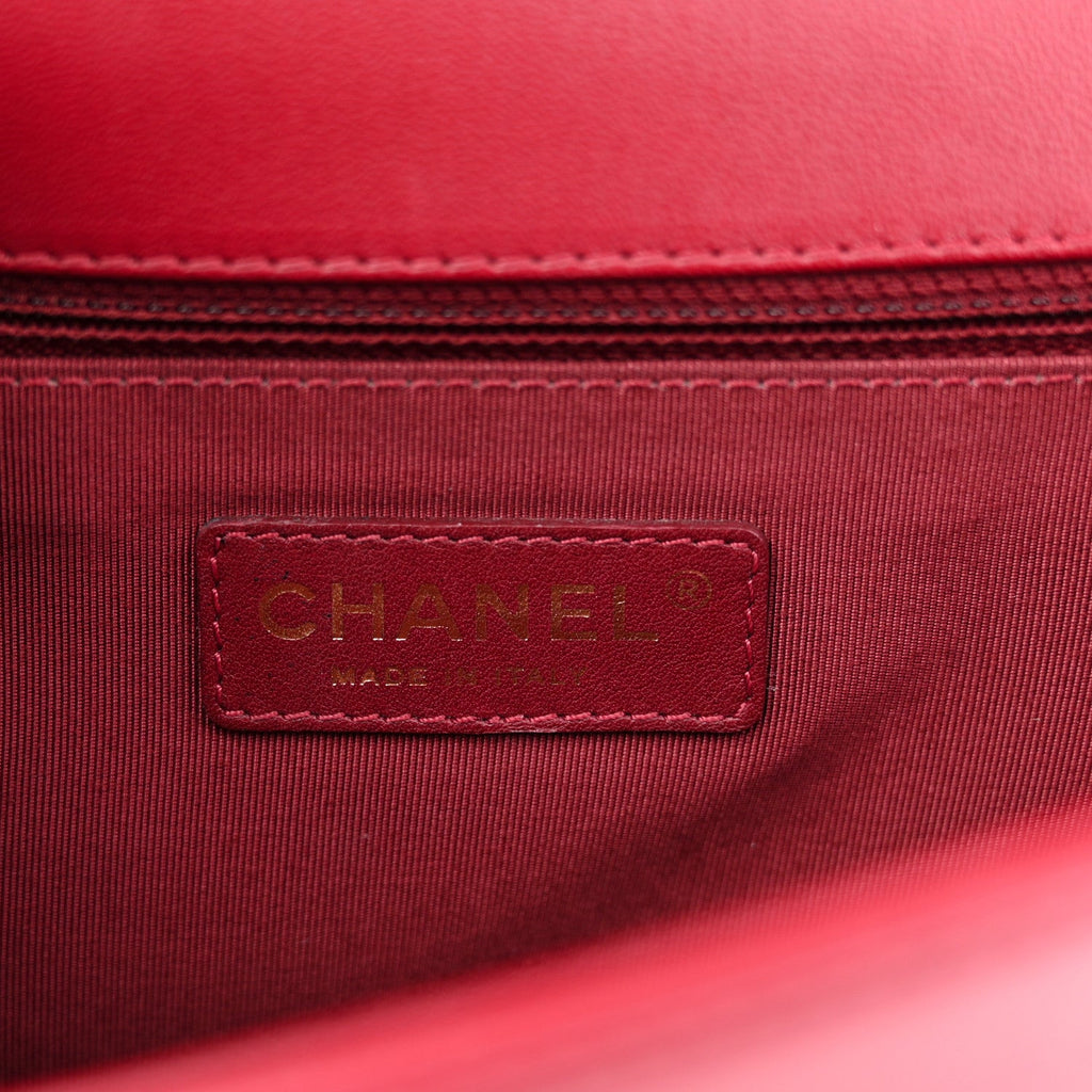 Chanel Lambskin Quilted New Medium Boy Flap Dark Red