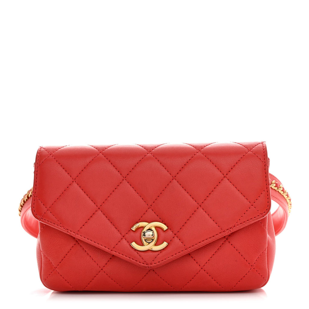Chanel Calfskin Quilted Flap Waist Bag Red