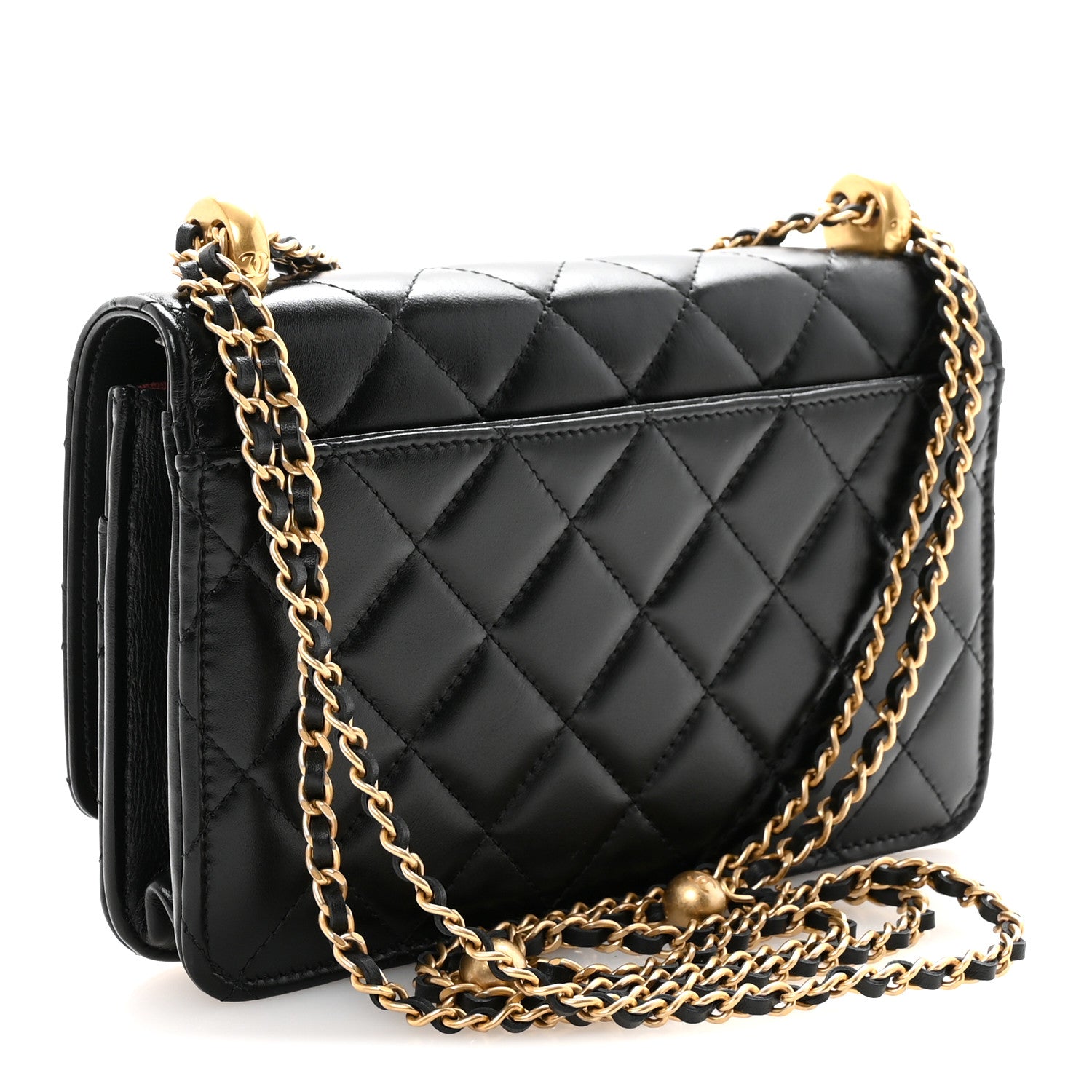 Chanel Calfskin Quilted Perfect Fit Wallet On Chain WOC Black