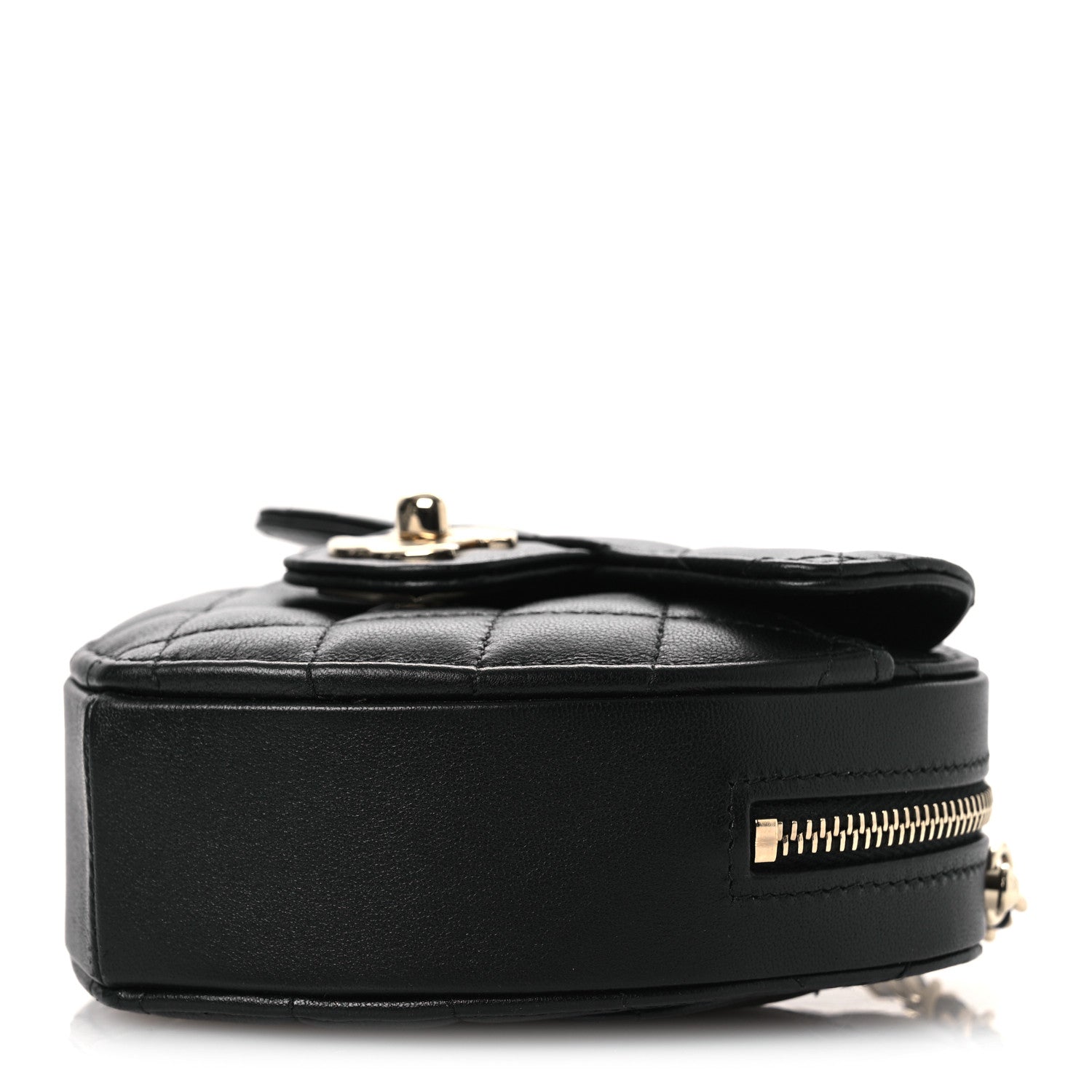 Chanel Lambskin Quilted CC In Love Heart Clutch With Chain Black