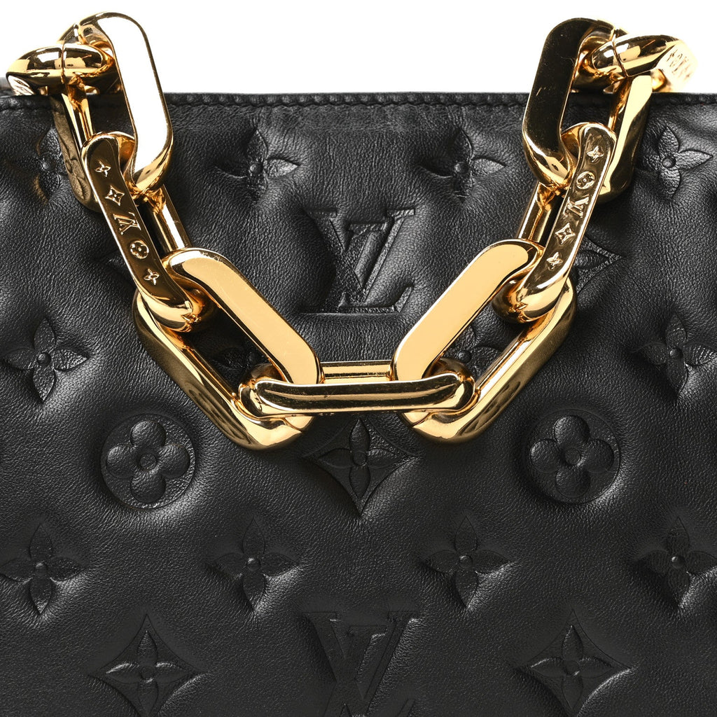 Louis Vuitton Lambskin Embossed Monogram Coussin BB Black