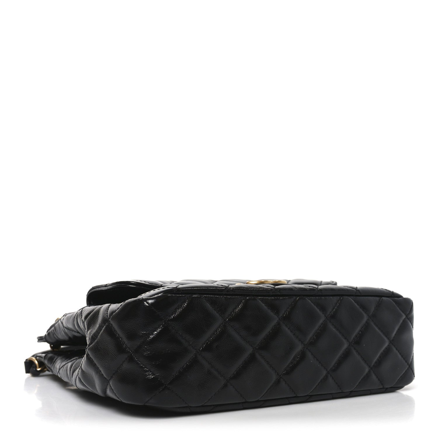 Chanel Shiny Crumpled Calfskin Quilted Wavy CC Hobo Black
