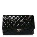 Chanel Patent Quilted Jumbo Double Flap Black