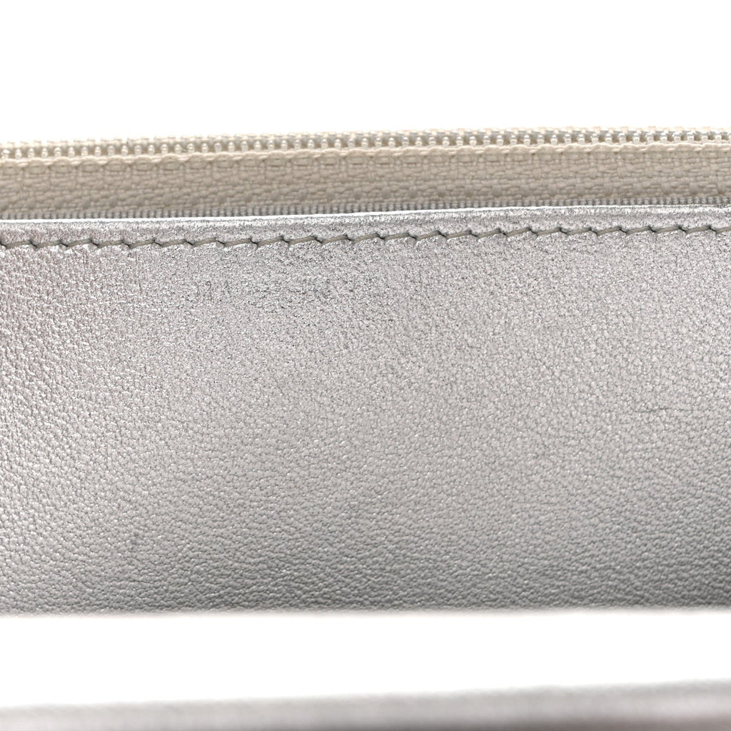 Chanel Metallic Lambskin Quilted Wallet On Chain WOC Silver
