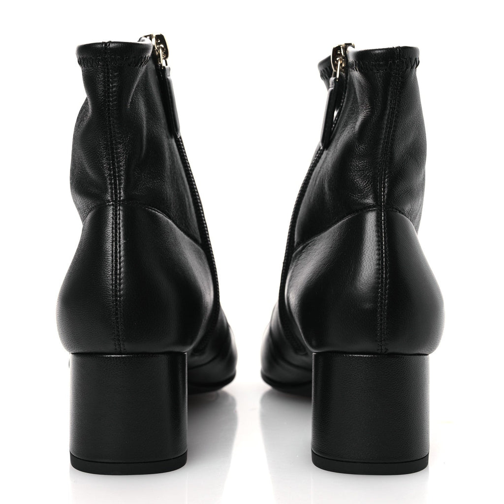 Chanel Stretch Lambskin Cap Toe CC Short Boots 36.5 Black