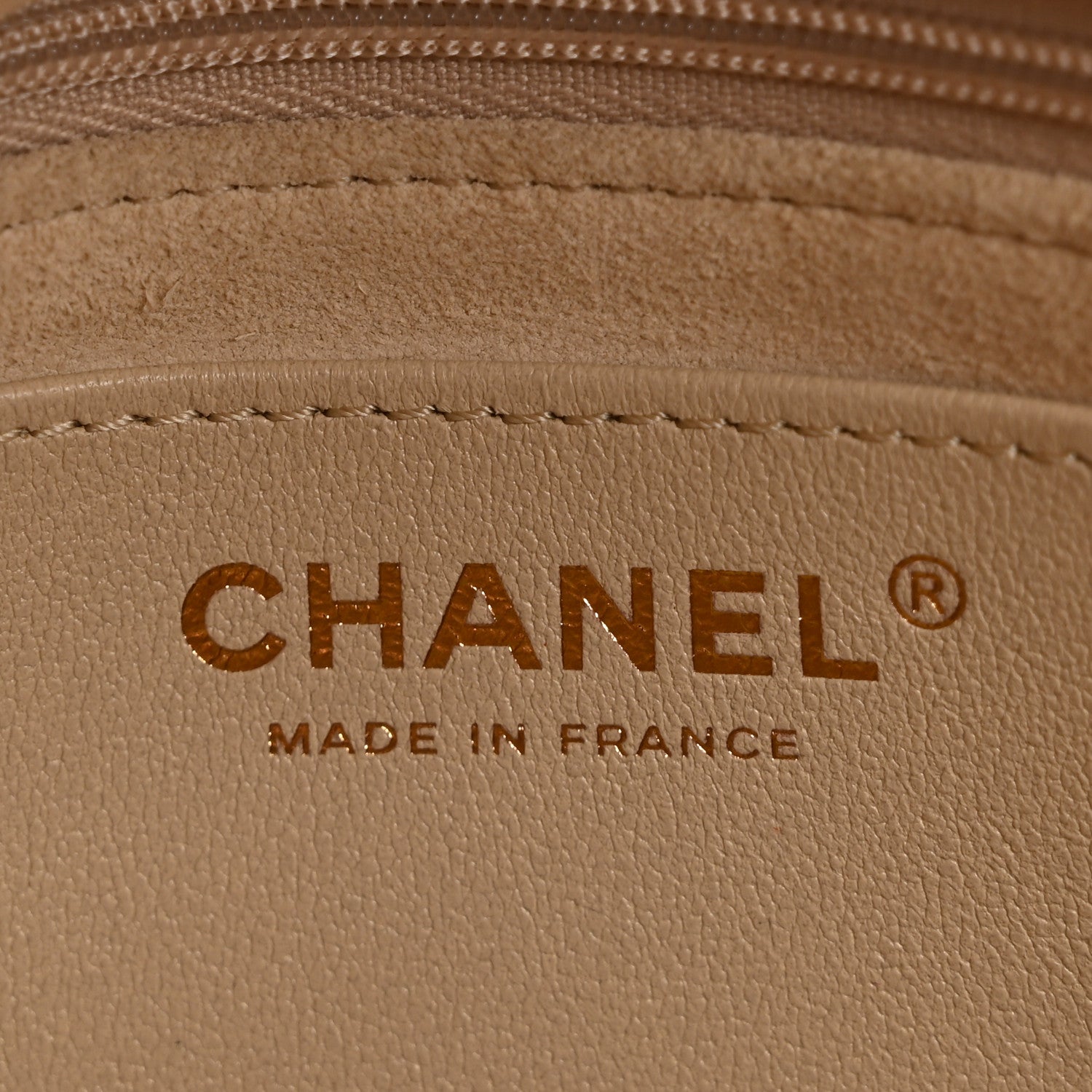 Chanel Calfskin Stitched Flap Top Handle Beige