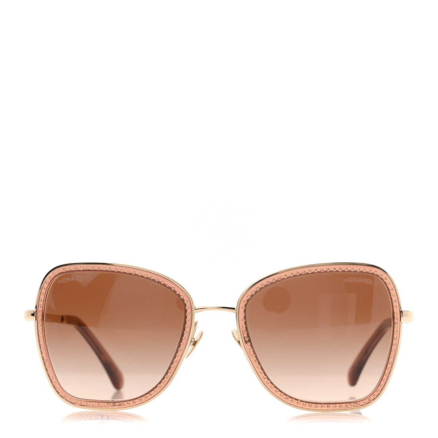 Chanel Square Frame Sequin Sunglasses 4277-B Gold Brown