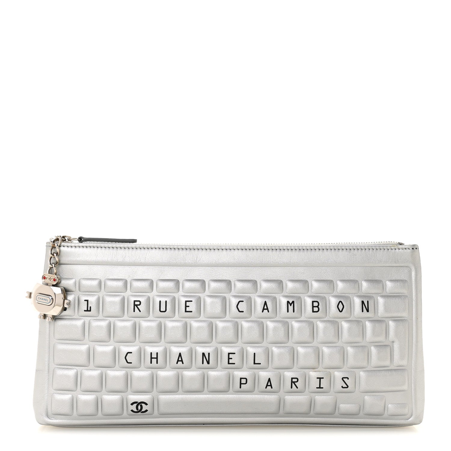 Metallic Calfskin Keyboard Pouch Silver