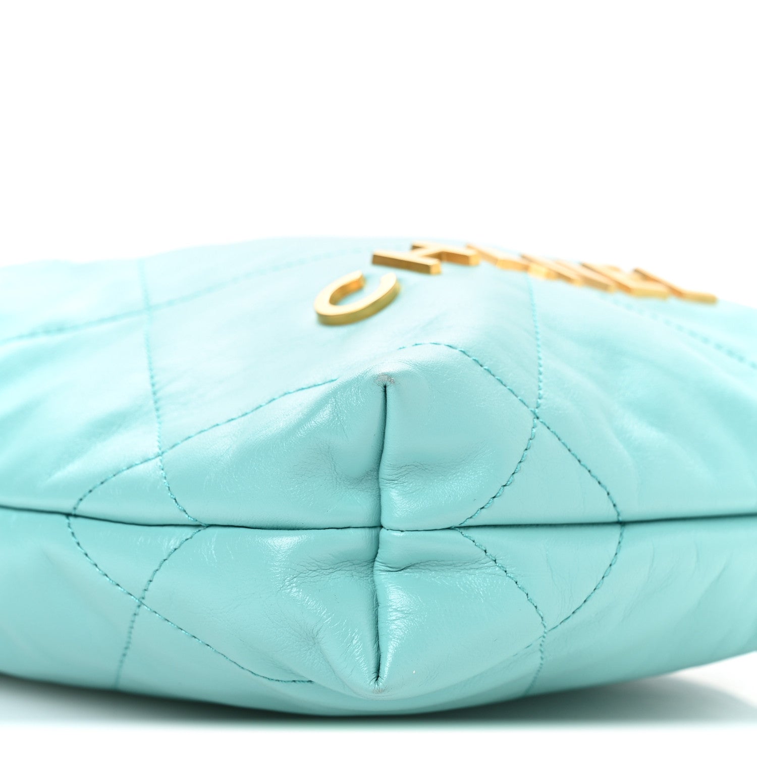 Chanel Shiny Calfskin Quilted Mini Chanel 22 Turquoise