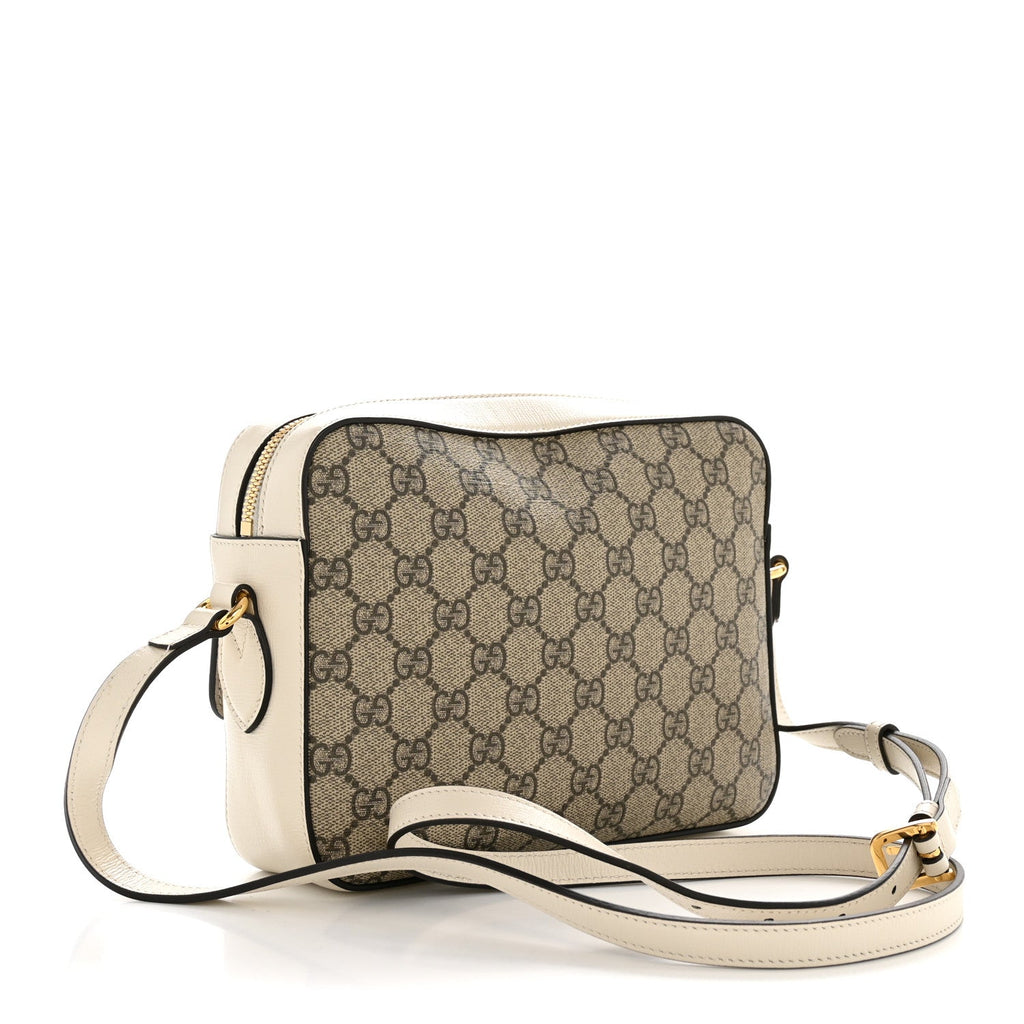 Gucci GG Supreme Monogram Small Horsebit 1955 Shoulder Bag Beige Mystic White