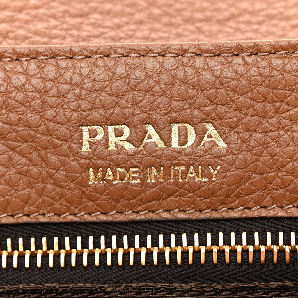 Prada Vitello Daino Soft Flap Shoulder Bag Cognac