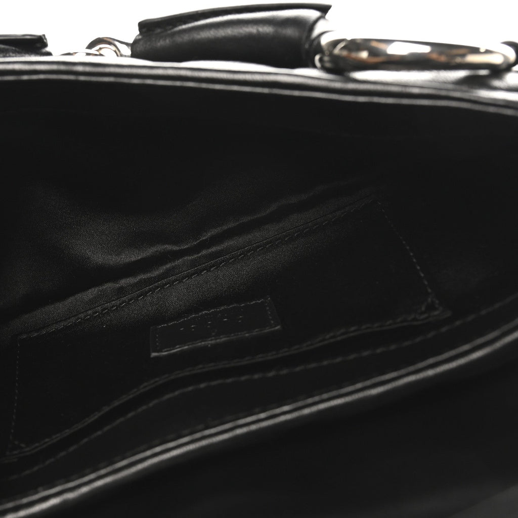 Gucci Nappa Vertical Matelasse Medium Maxi Horsebit Chain Shoulder Bag Black