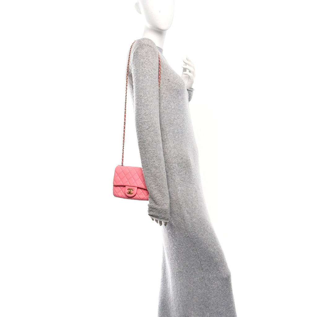 Chanel Lambskin Quilted Mini Pearl Crush Flap Pink