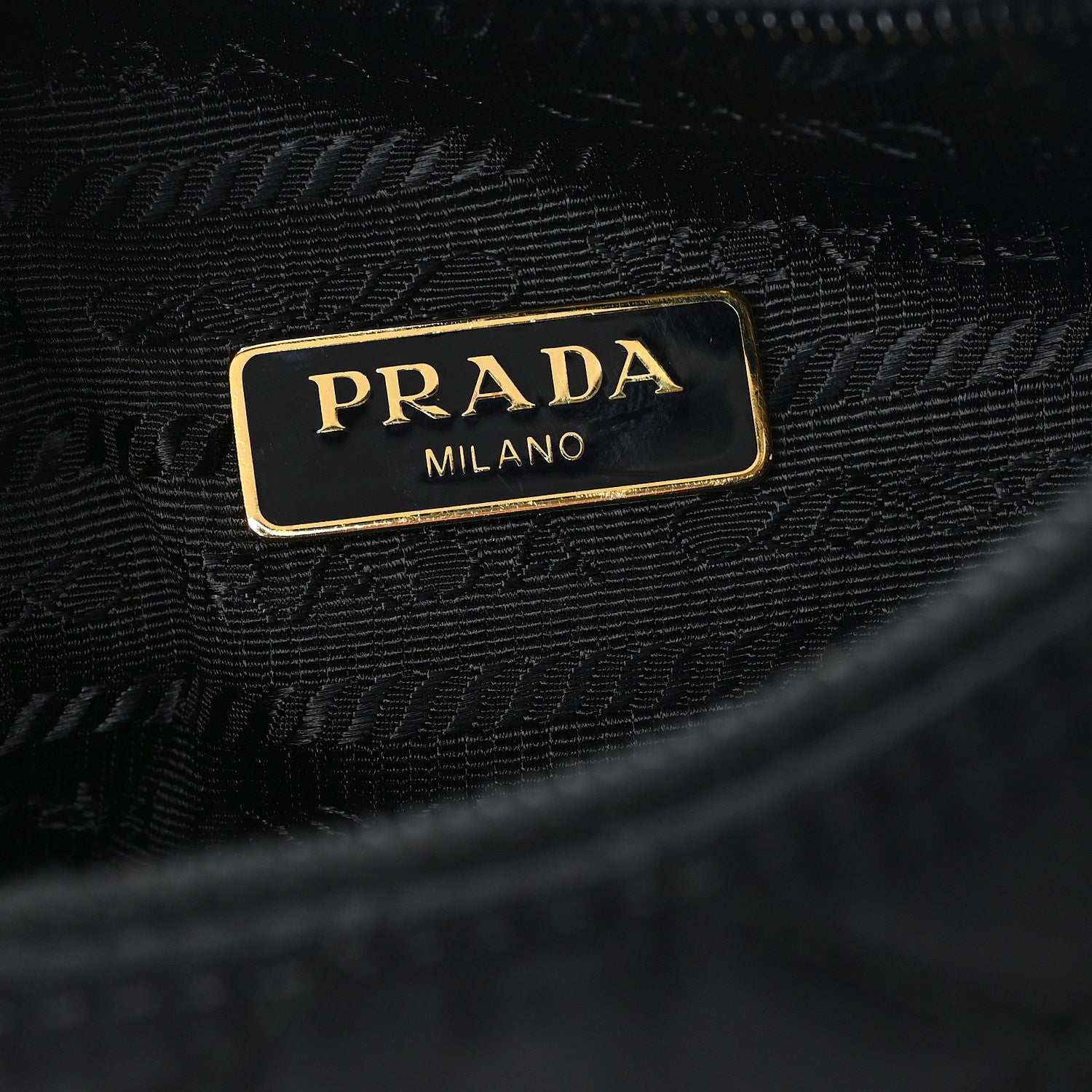 Prada Tessuto Nylon Stitched Shoulder Bag Black