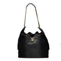 Chanel Washed Denim Quilted Large Chanel 25 Handbag Black