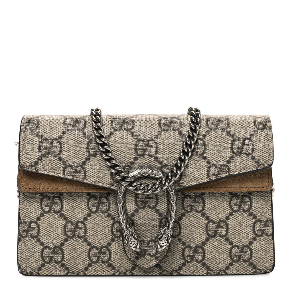 Gucci GG Supreme Monogram Super Mini Dionysus Shoulder Bag Taupe