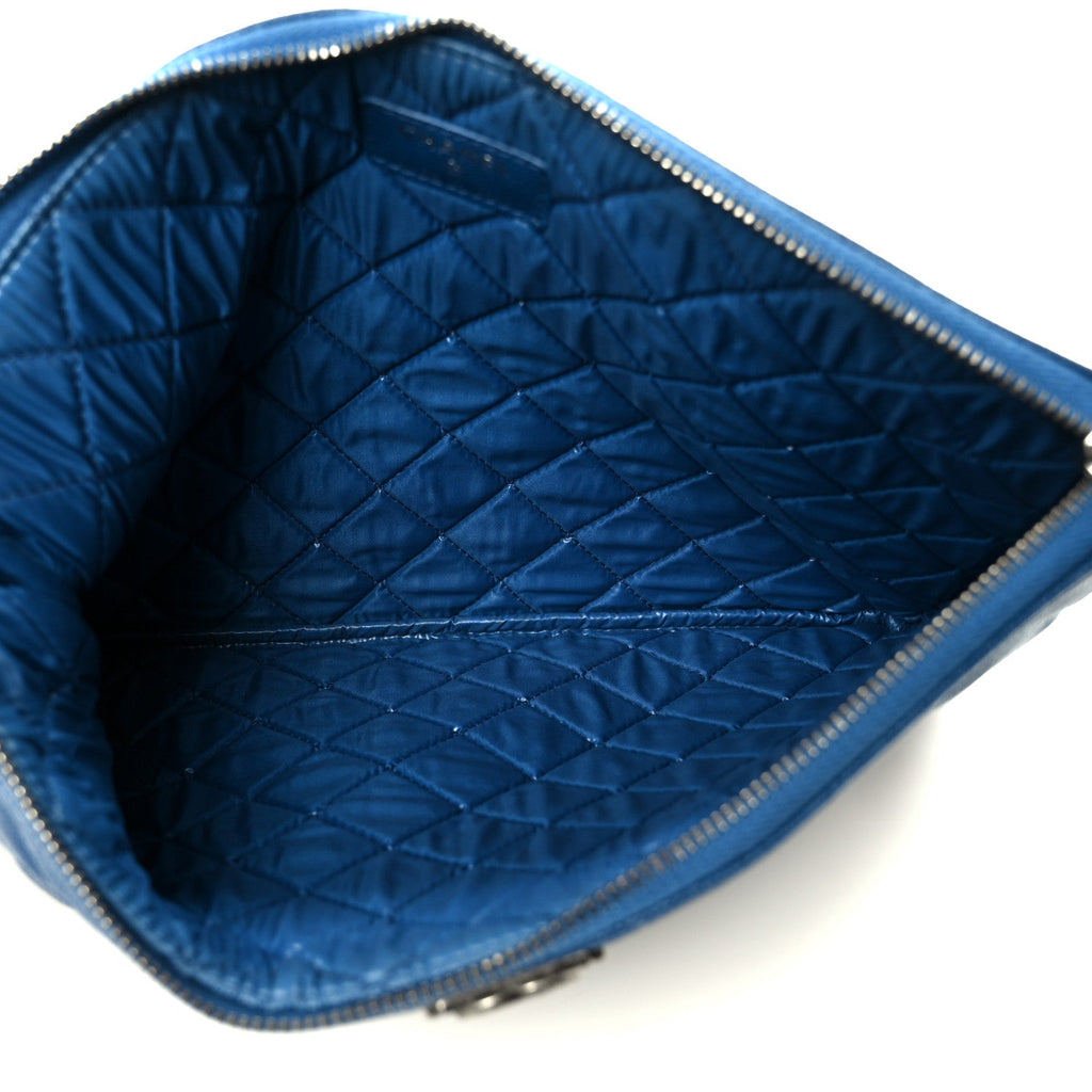 Caviar Quilted Medium Boy Cosmetic Case Blue