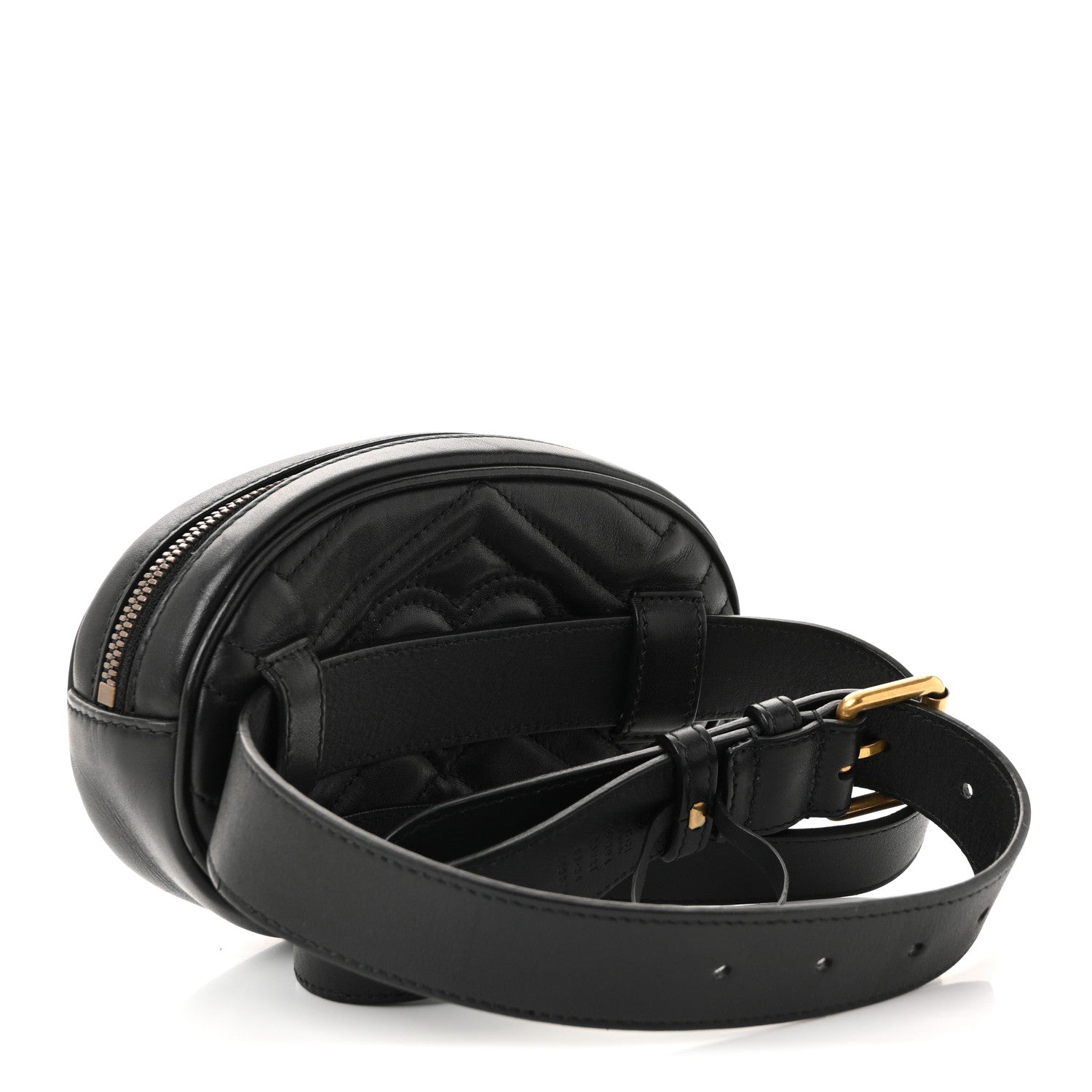 Gucci Calfskin Matelasse GG Marmont Belt Bag 85 34 Black