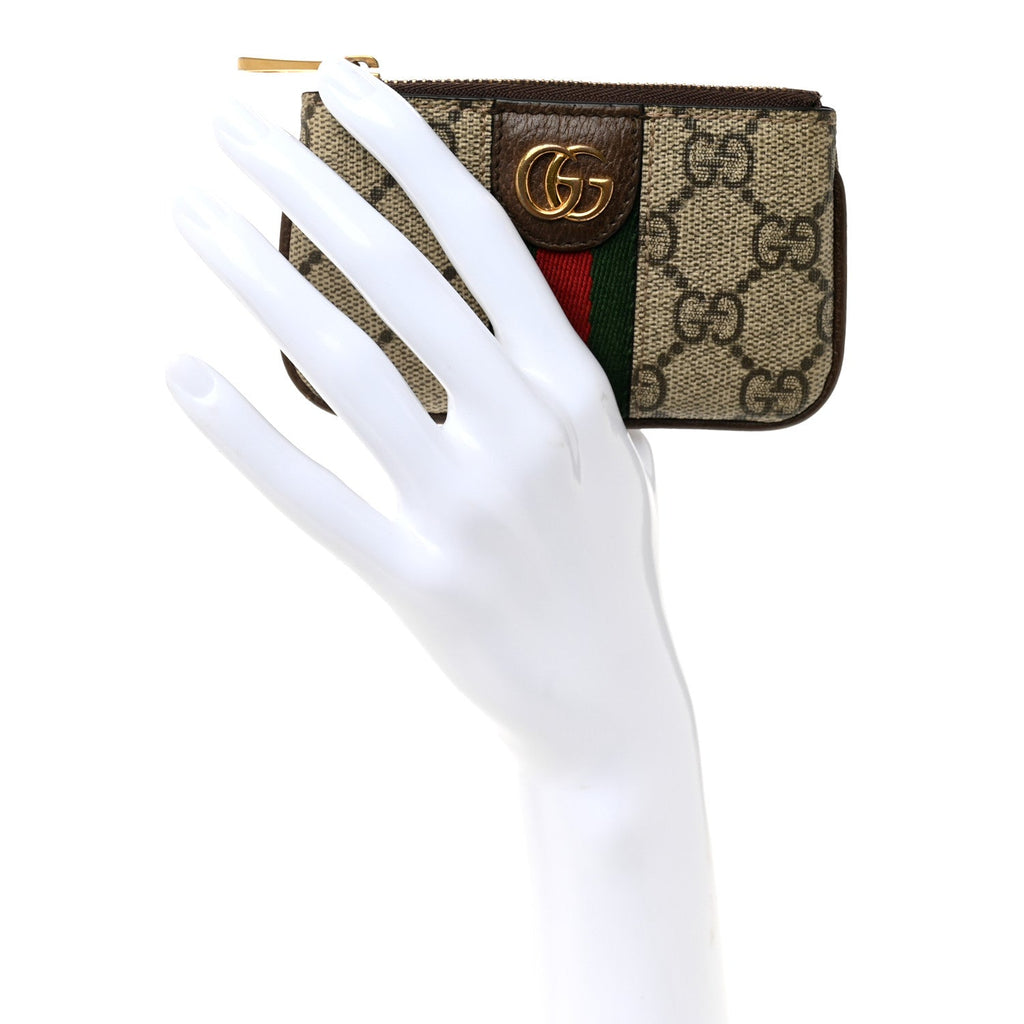 Gucci GG Supreme Monogram Web Ophidia Key Case Beige New Acero