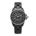 Chanel Stainless Steel Ceramic Diamond 33mm J12 Quartz Watch Black