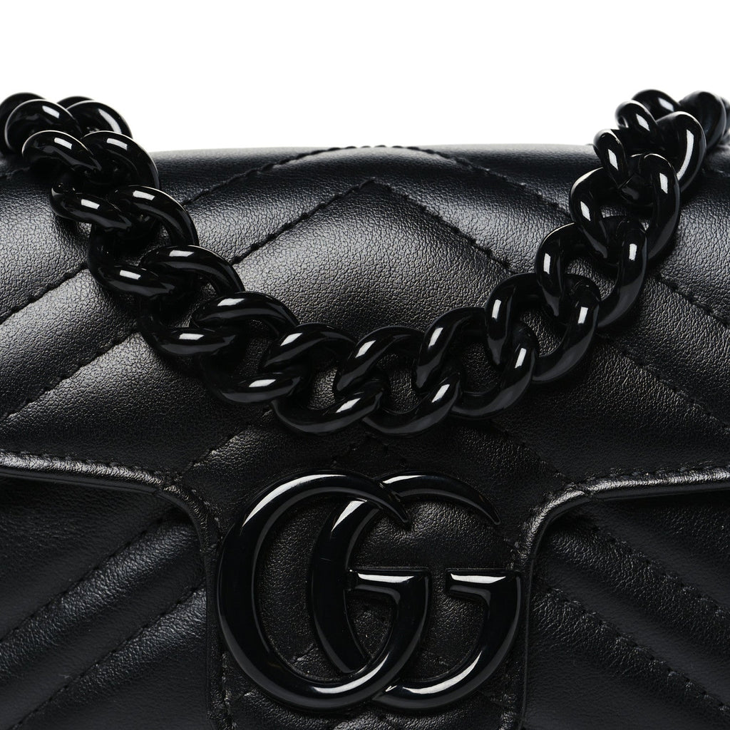 Gucci Calfskin Matelasse Monochrome GG Marmont Chain Belt Bag Black