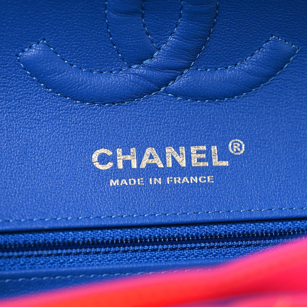 Chanel Calfskin Quilted Medium Rainbow Double Flap Multicolor