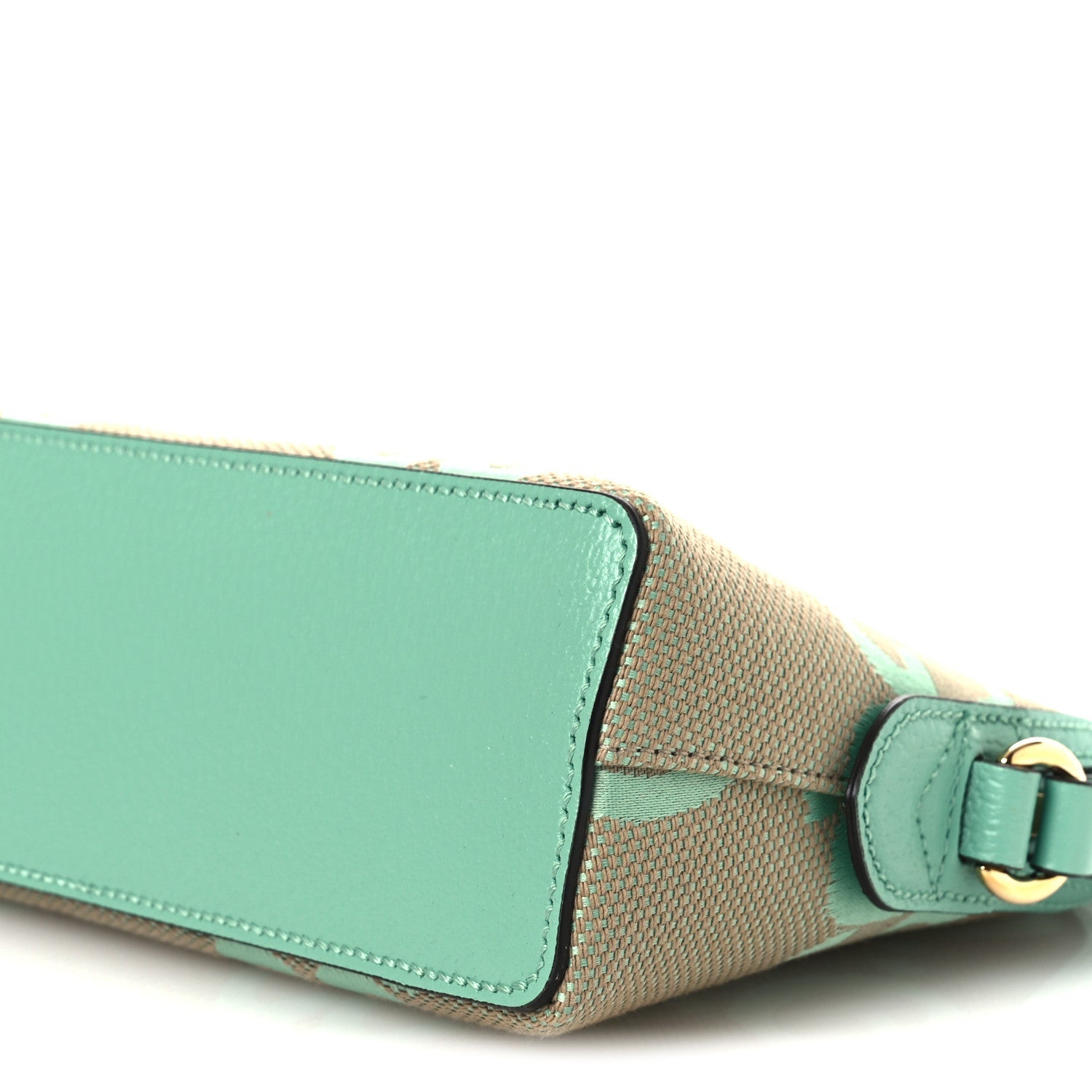 Gucci Monogram Jumbo GG Textured Dollar Calfskin Small Ophidia Dome Shoulder Bag Beige Pepperlight Mint