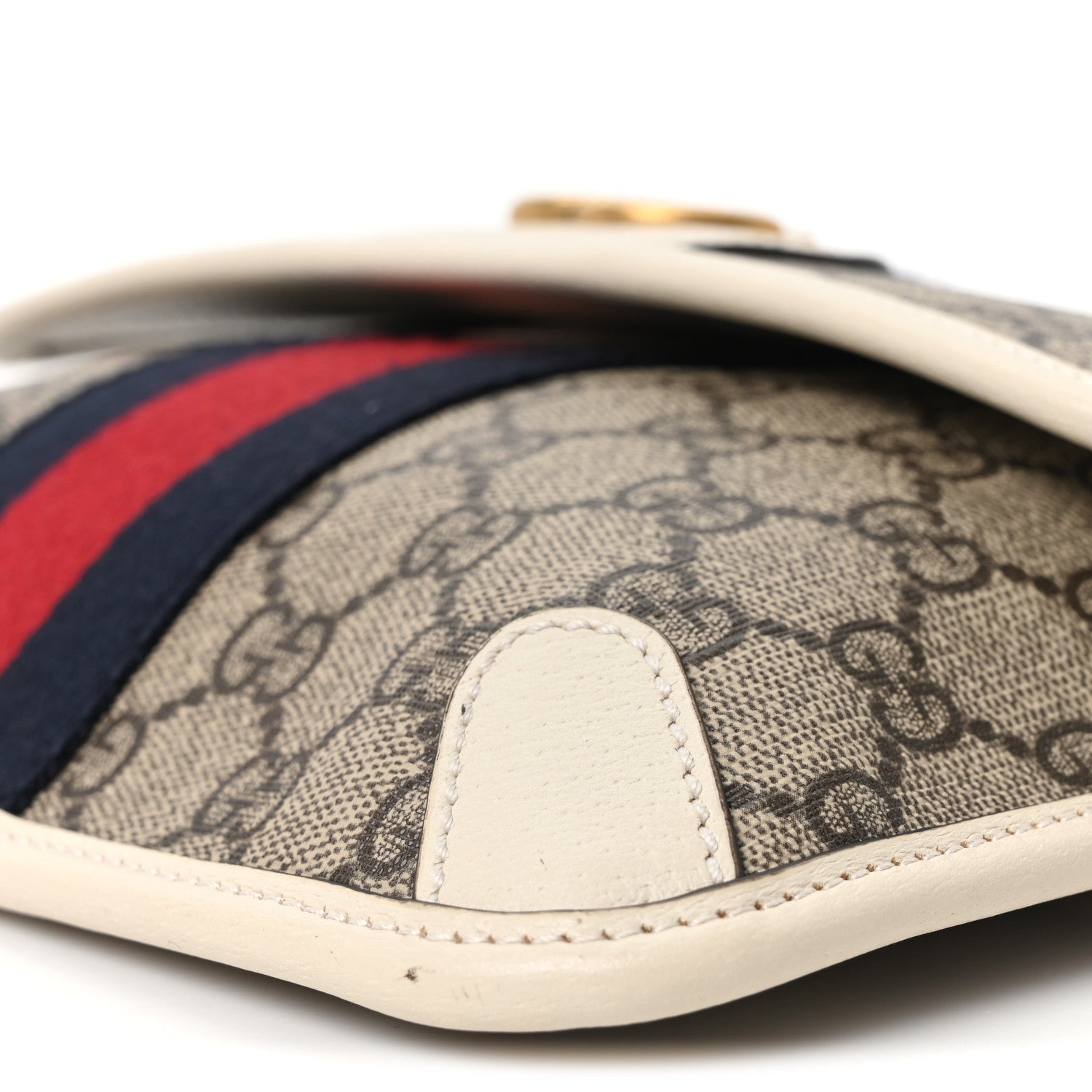 Gucci GG Supreme Monogram Web Small Ophidia Belt Bag 90 36 Beige Ebony White