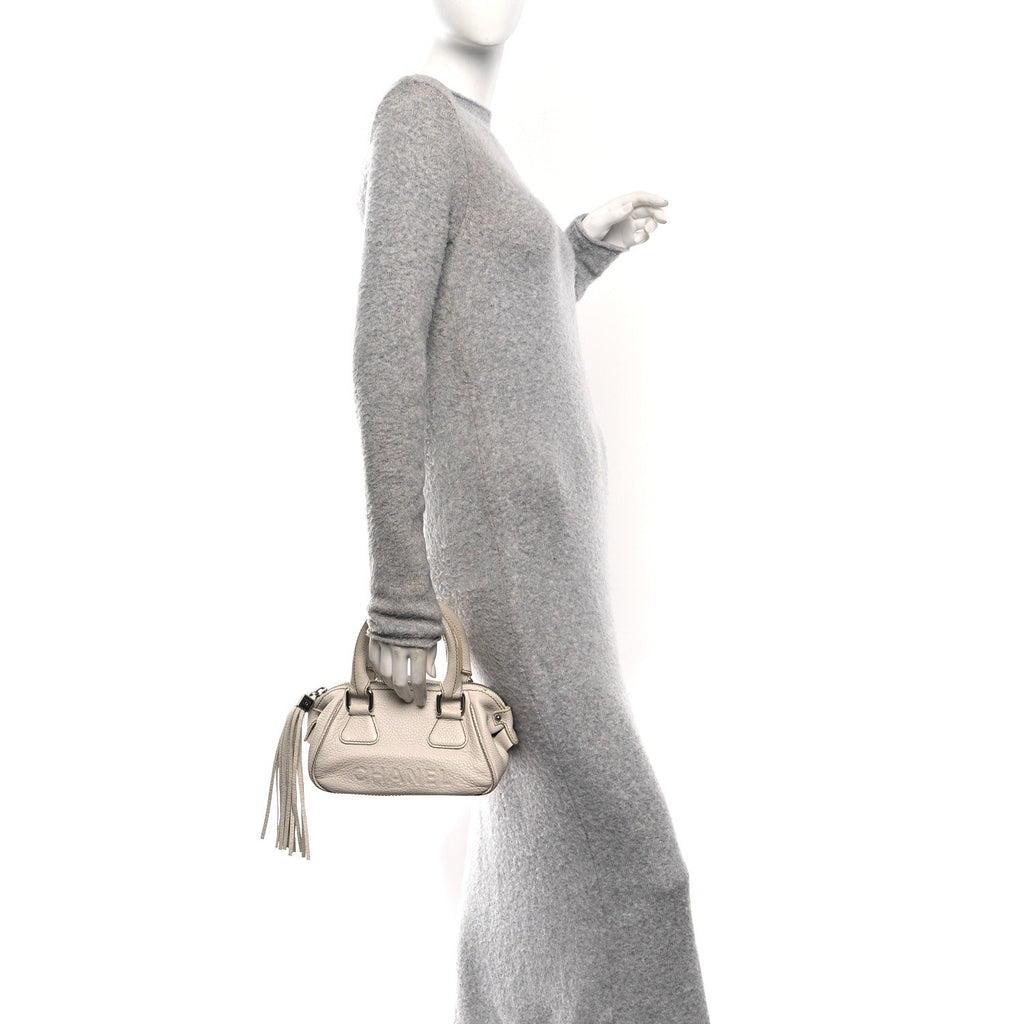 Chanel Calfskin Lax CC Small Bowler Bag White