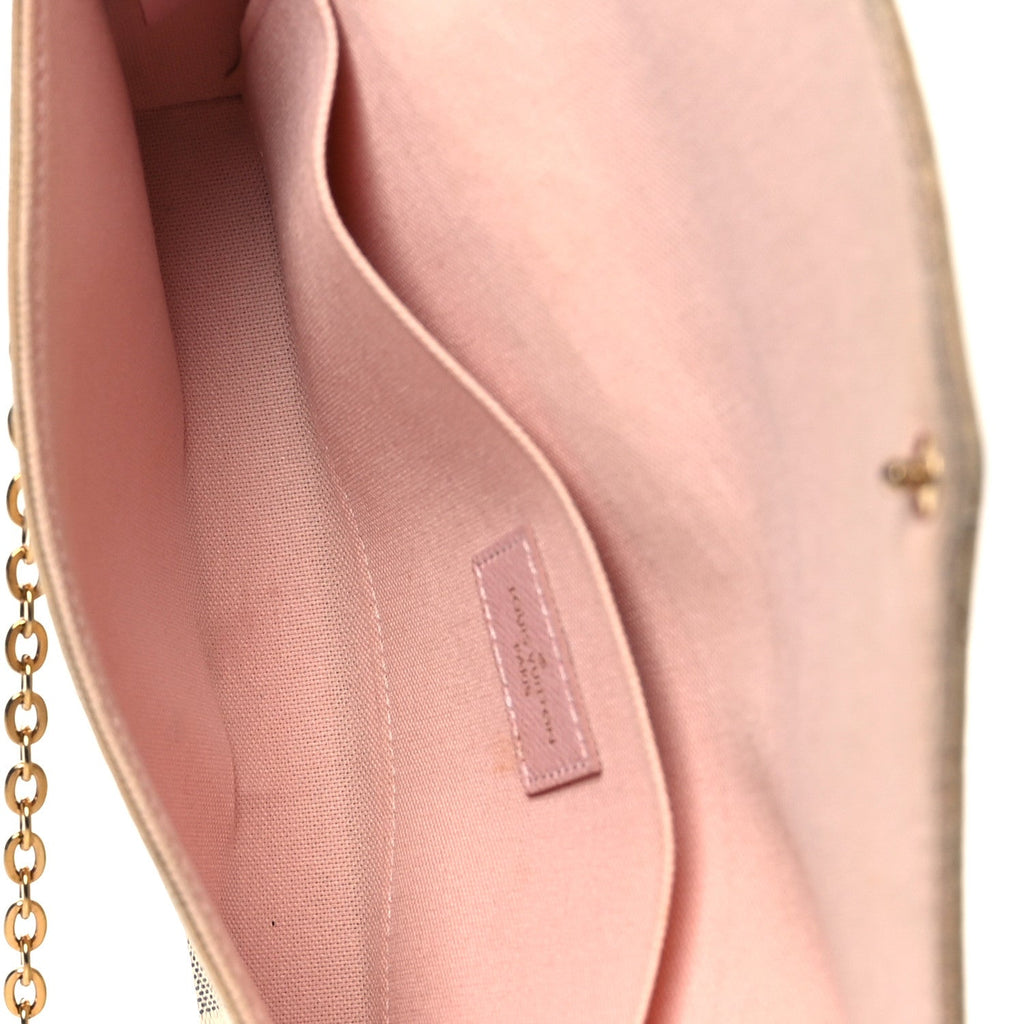 Louis Vuitton Damier Azur Pochette Felicie Chain Wallet Rose Ballerine