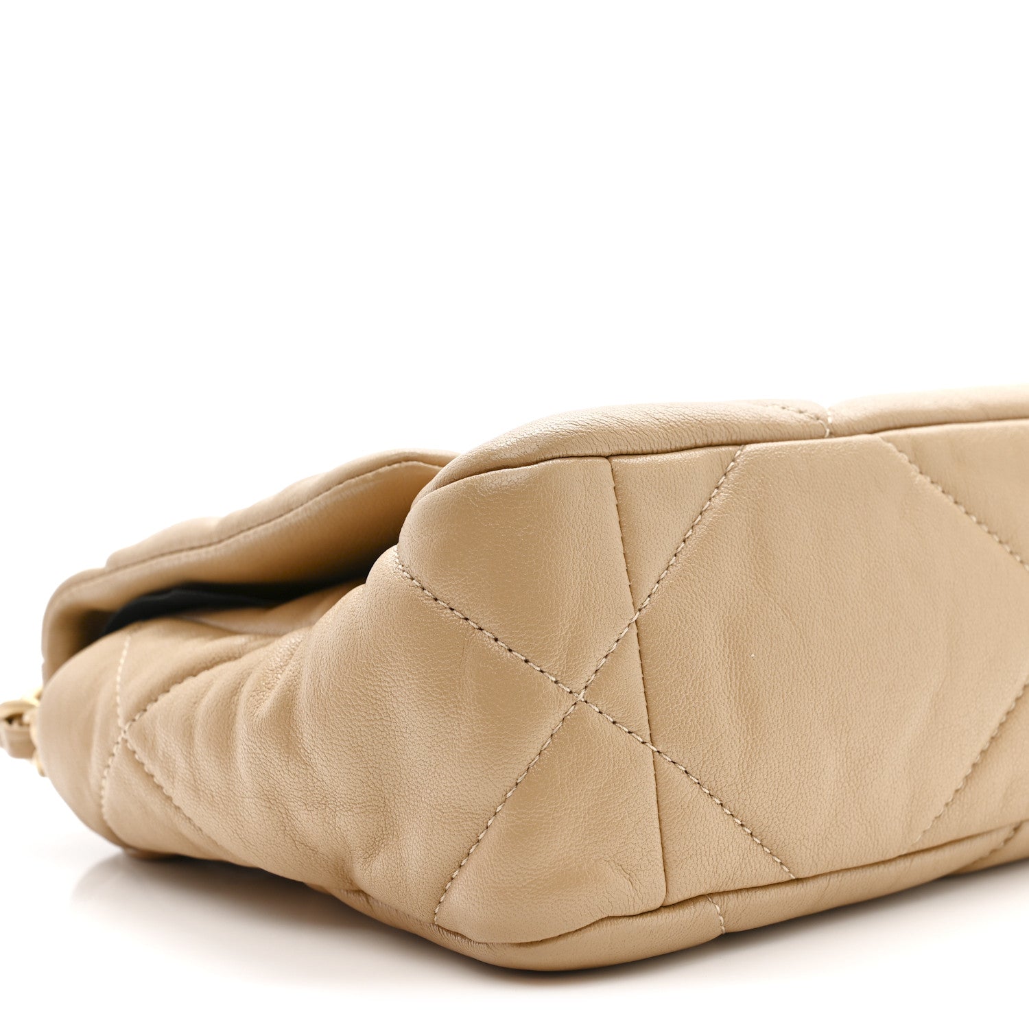 Chanel Goatskin Quilted Medium Chanel 19 Flap Dark Beige