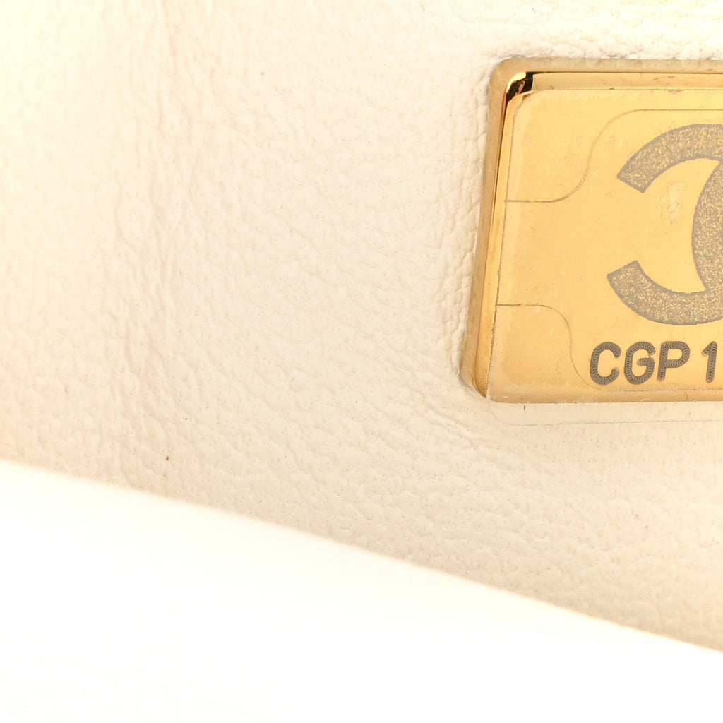 Chanel Caviar Quilted Mini Top Handle Flap White
