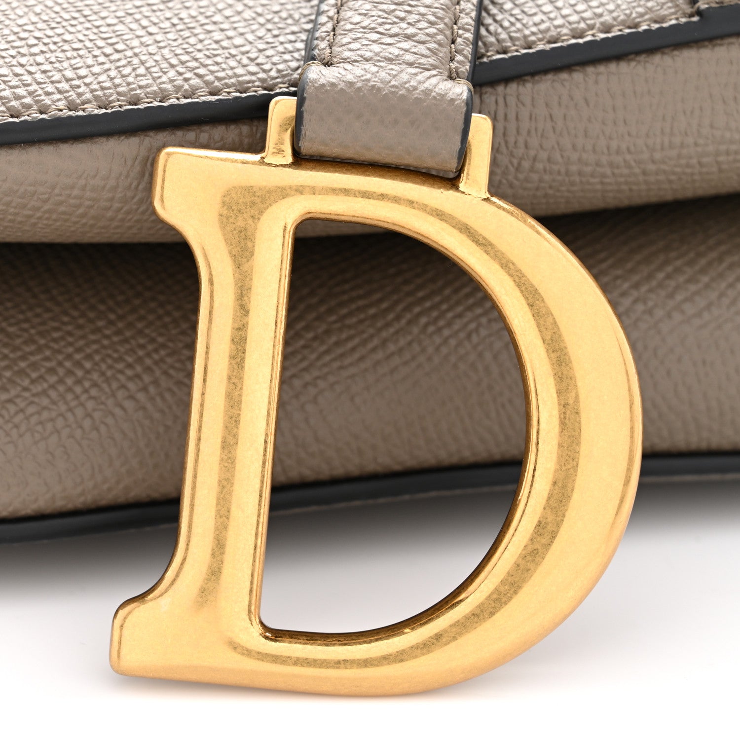 Christian Dior Grained Calfskin Saddle Bag With Strap Clay Green