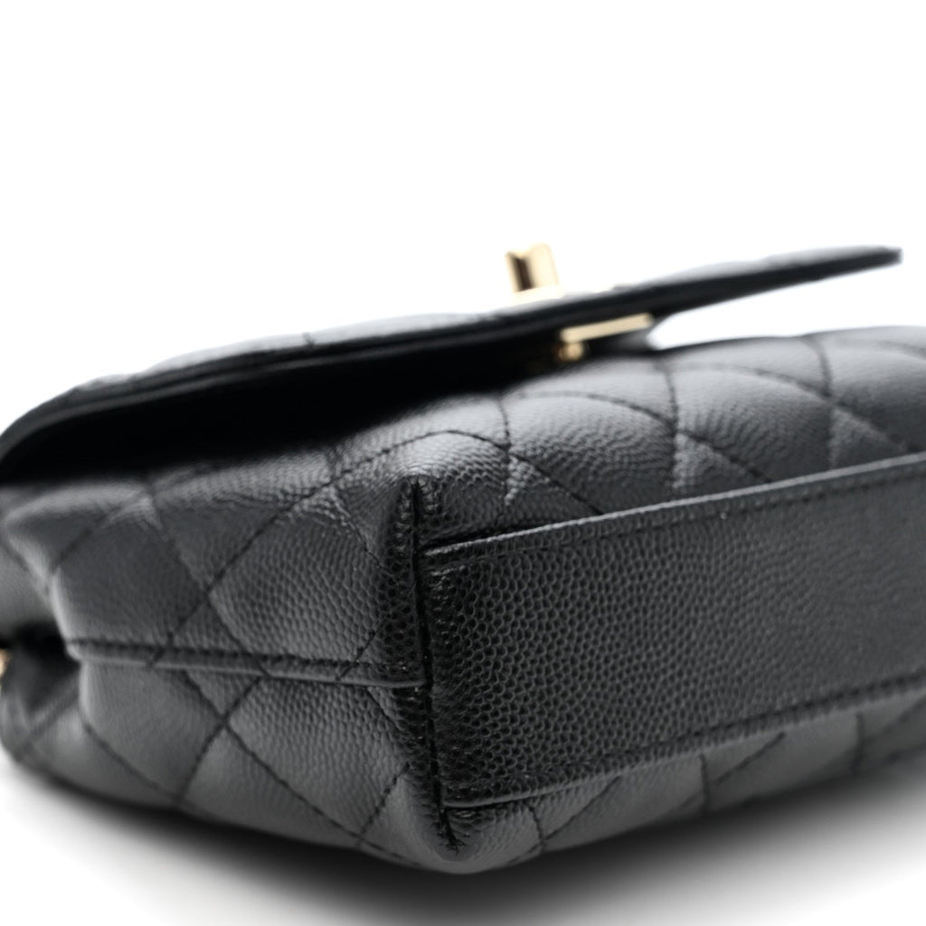 Chanel Caviar Quilted Coco Handle Clutch With Chain Black
