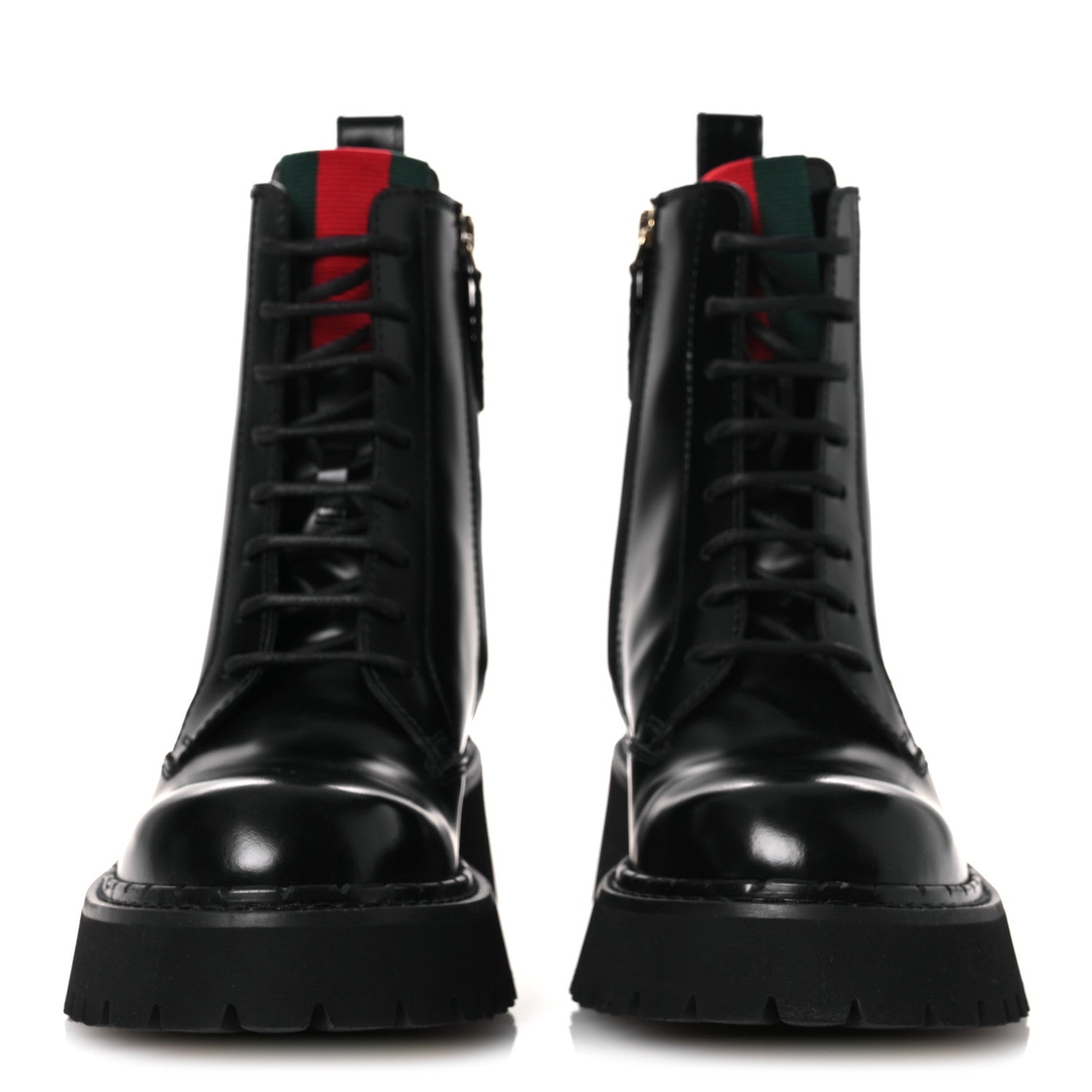 Gucci Spice Lux Nappa Web Combat Boots 36 Black