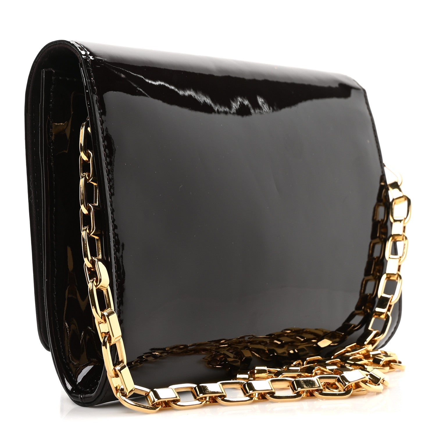 Louis Vuitton Patent Louise GM Chain Clutch Amarante