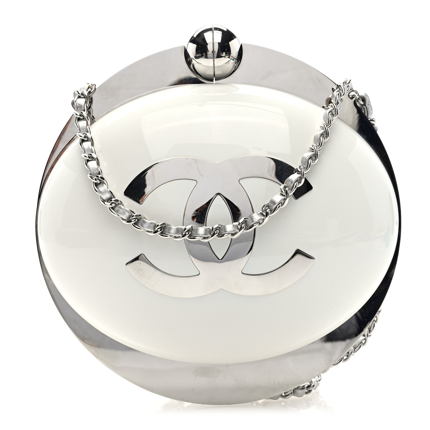 Chanel Resin CC Evening On The Moon Minaudiere White