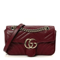 Gucci Calfskin Matelasse Small GG Marmont Shoulder Bag Rosso Ancora Red