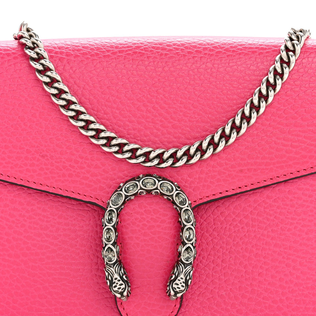 Gucci Dollar Calfskin Crystal Mini Dionysus Chain Wallet Box Pink