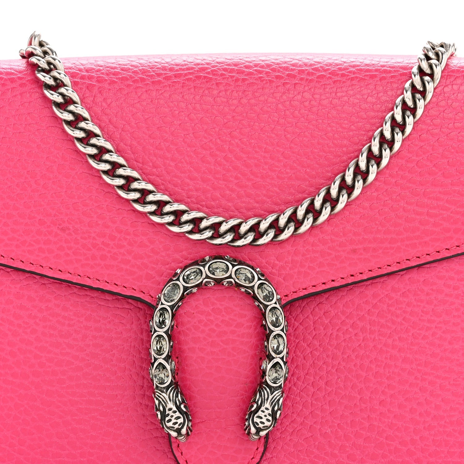 Gucci Dollar Calfskin Crystal Mini Dionysus Chain Wallet Box Pink
