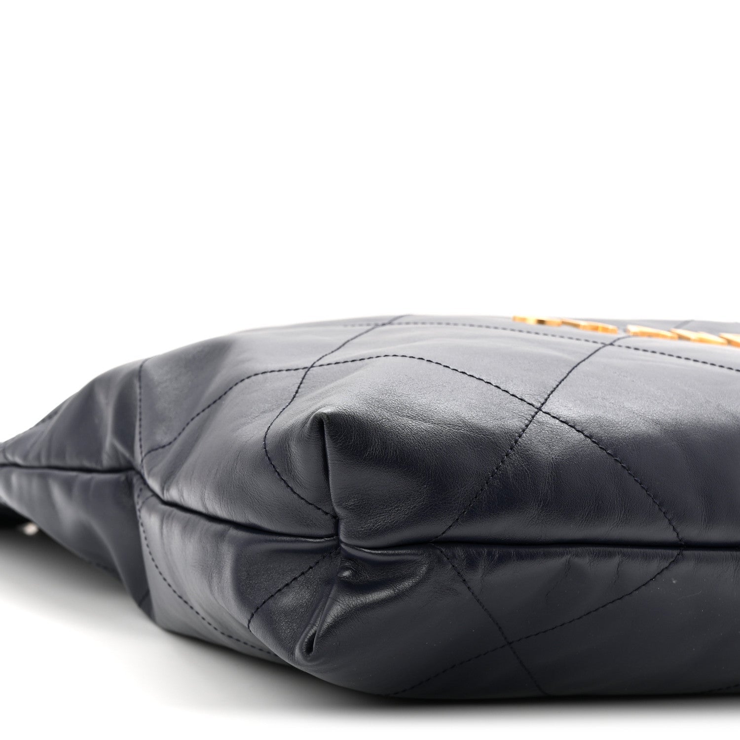 Chanel Shiny Calfskin Quilted Chanel 22 Navy Blue