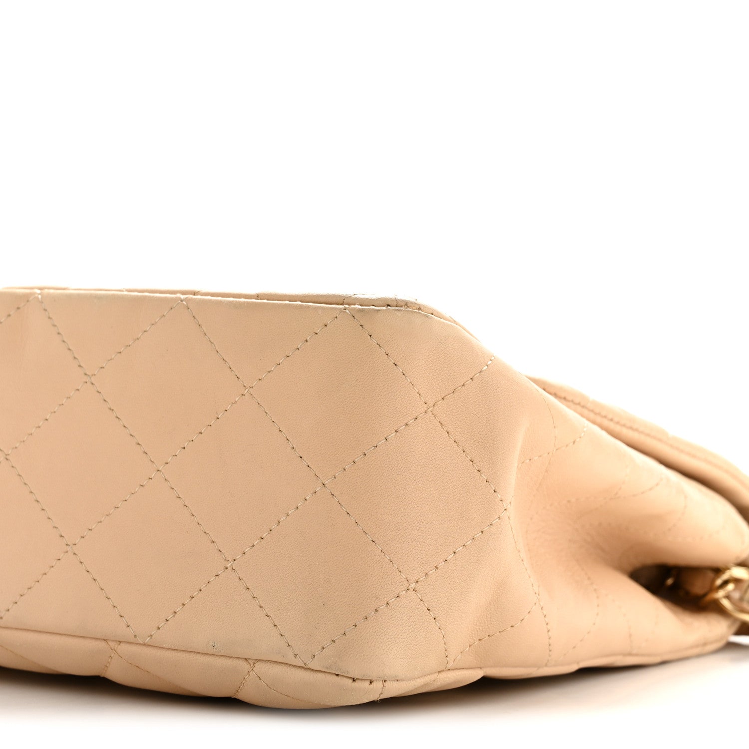 Chanel Lambskin Quilted Jumbo Single Flap Beige