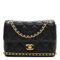 Chanel Caviar Quilted Camellia Chain Around Flap Black