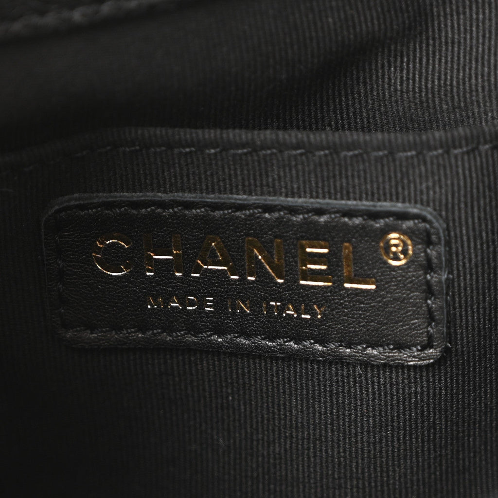 Chanel Shiny Caviar Quilted Small Duma Pockets Drawstring Backpack Black