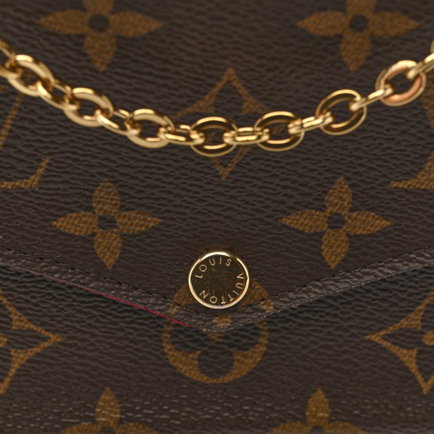 Louis Vuitton Monogram Pochette Felicie Chain Wallet Fuchsia