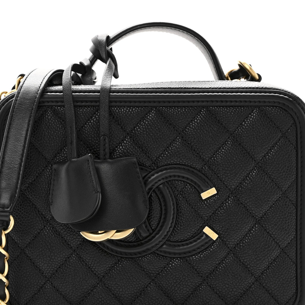 Chanel Caviar Quilted Medium CC Filigree Vanity Case Black