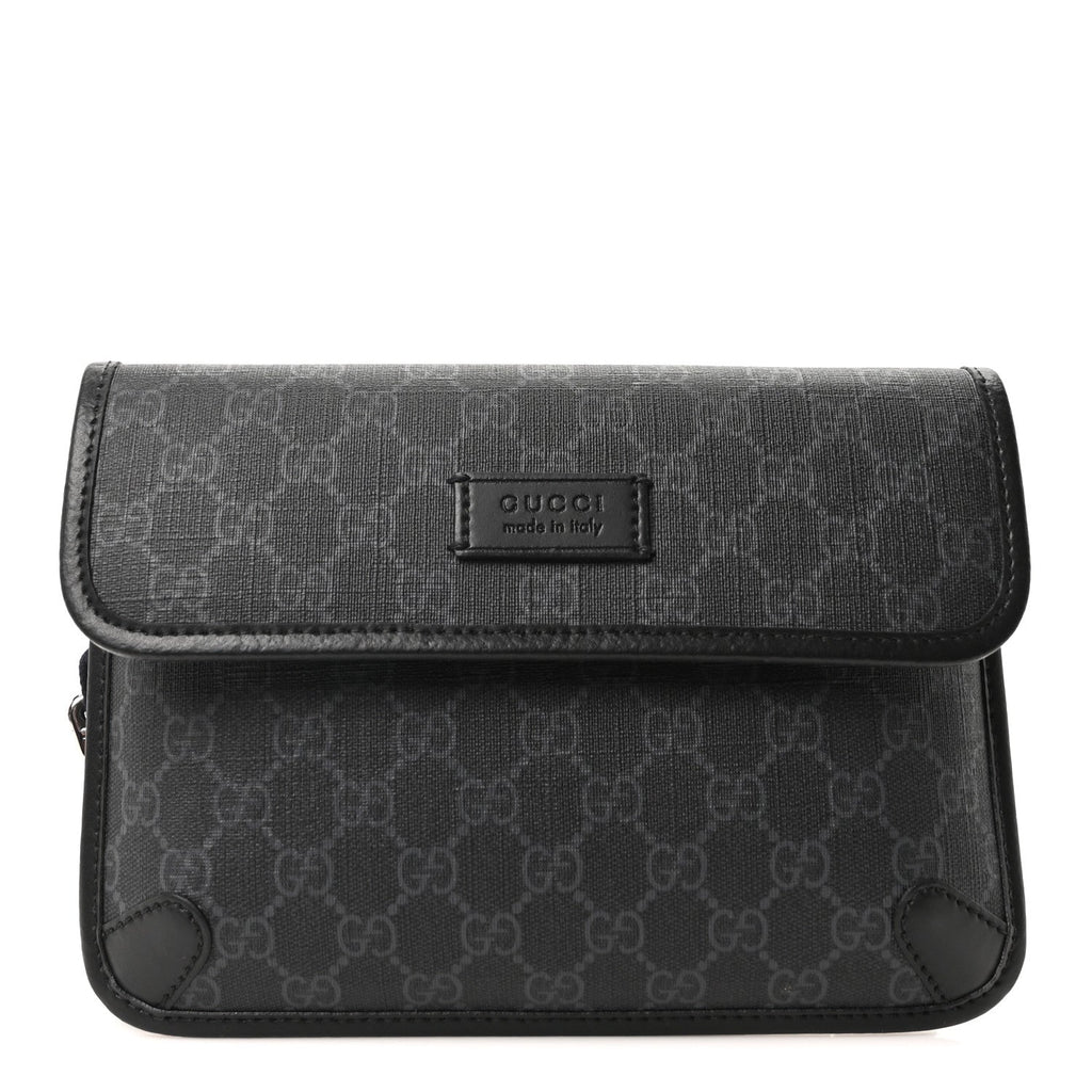 Gucci GG Supreme Monogram Web Slim Belt Bag Black Grey