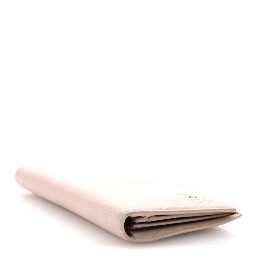 Goatskin Camellia Yen Wallet Pink